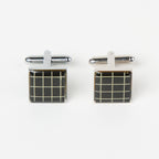 Silver/Black Window Pane Enamel Cuff Links