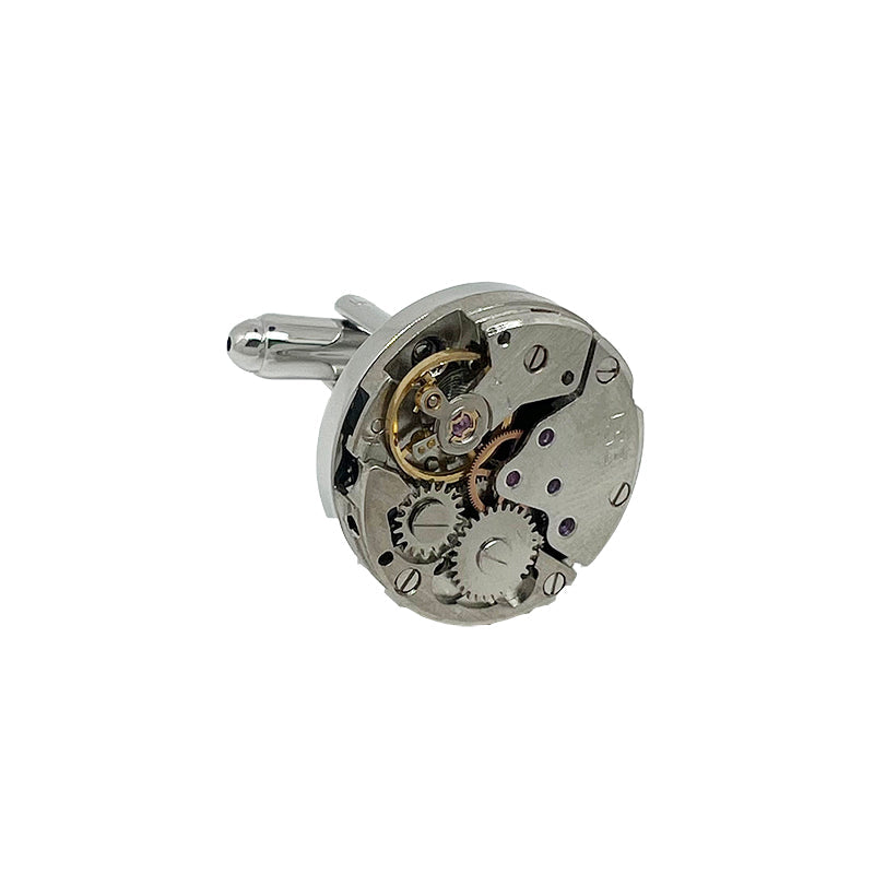 Silver Gear Circular Cuff Links