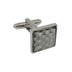 Silver Square Basket Weave Cuff Links