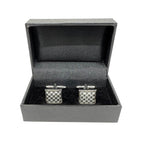 Silver Square Basket Weave Cuff Links