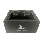 Silver/Black Carbon Fibre Square Cuff Links