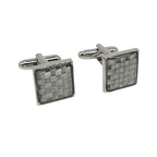 Silver Square Basket Weave Cuff Links