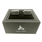 Silver/Black Vertical Striped Rectangle Cuff Links