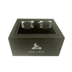 Silver/Black Carbon Fibre Rectangle Cuff Links