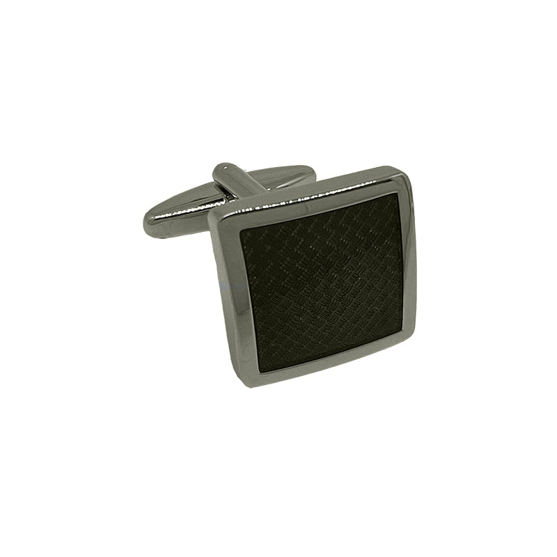 Silver/Black Carbon Fibre Square Cuff Links
