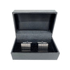 Silver Square Grated Striped Cuff Links