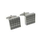 Silver Square Grated Striped Cuff Links