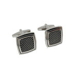 Silver Square Grated Cuff Links