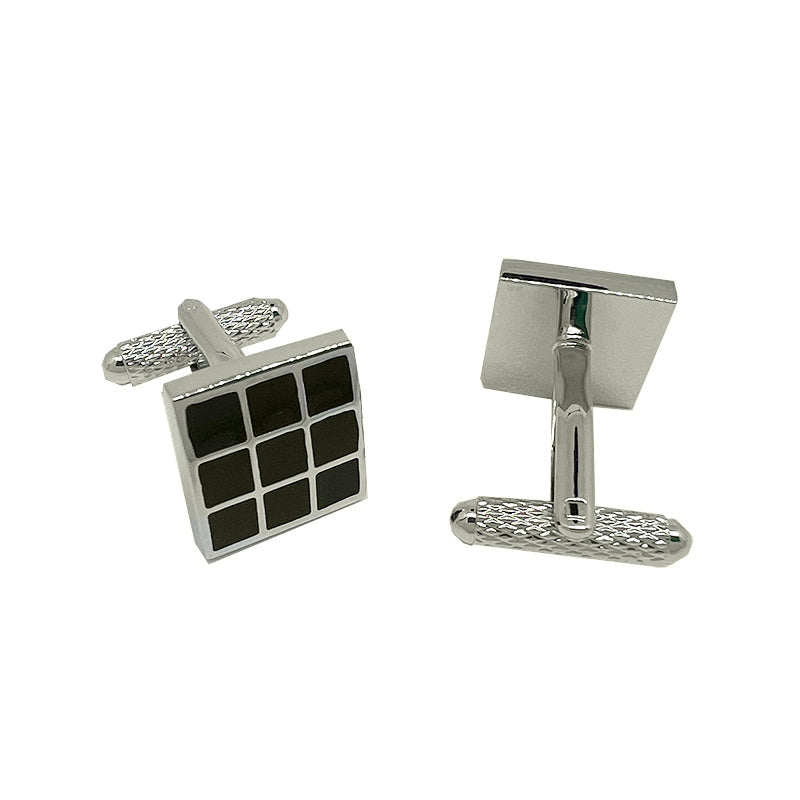 Silver/Black Divided Squares Cuff Links