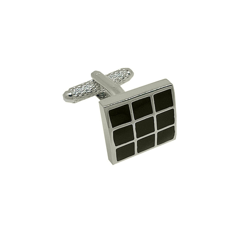 Silver/Black Divided Squares Cuff Links