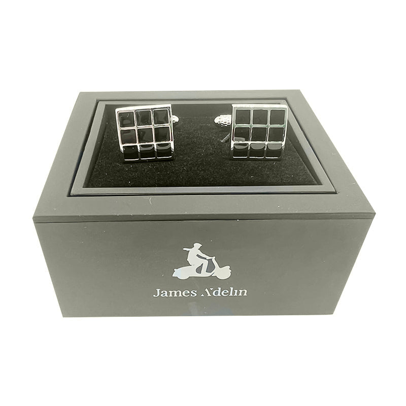 Silver/Black Divided Squares Cuff Links
