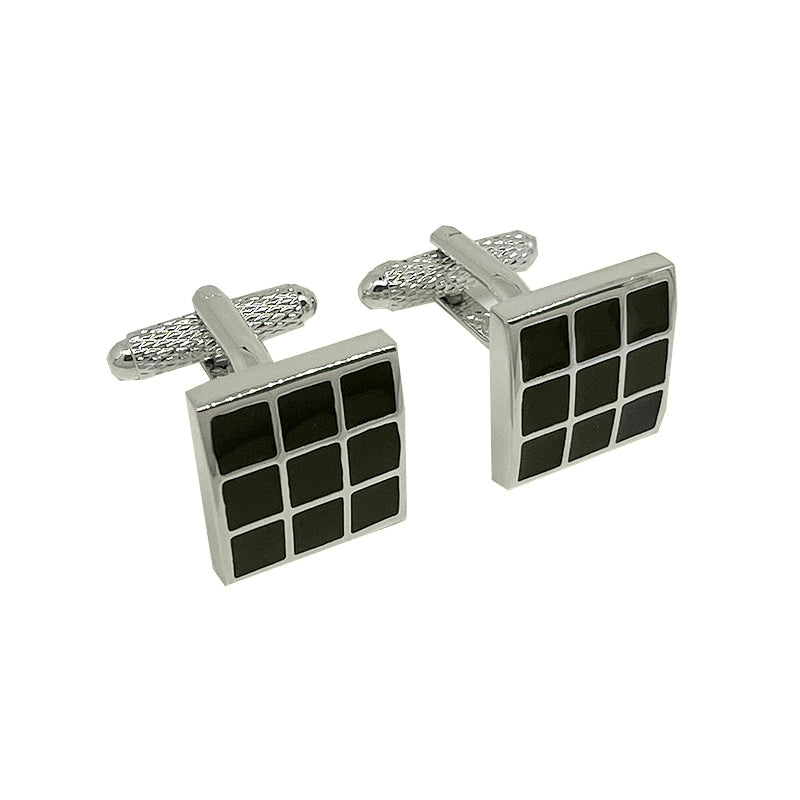 Silver/Black Divided Squares Cuff Links