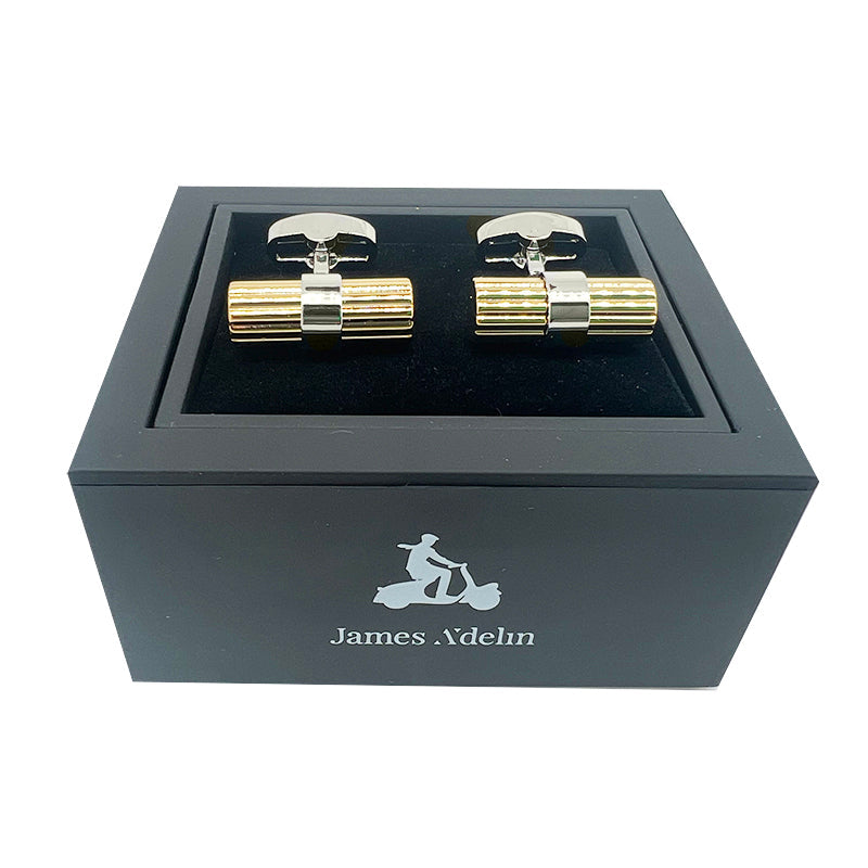 Silver/Gold Barrel Ribbed Cuff Links