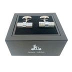 Silver Barrel Ribbed Cuff Links
