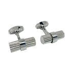Silver Barrel Ribbed Cuff Links