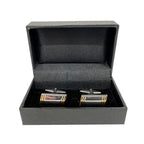 Silver/Gold Striped Rectangle Cuff Links