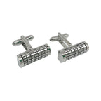 Silver Barrel Ribbed Cuff Links