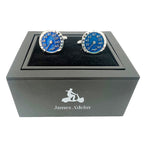 Silver/Blue Watch Circular Cuff Links