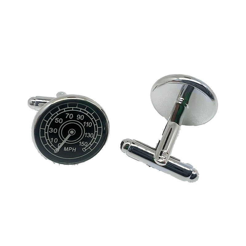 Silver/Black Speedometer Circular Cuff Links