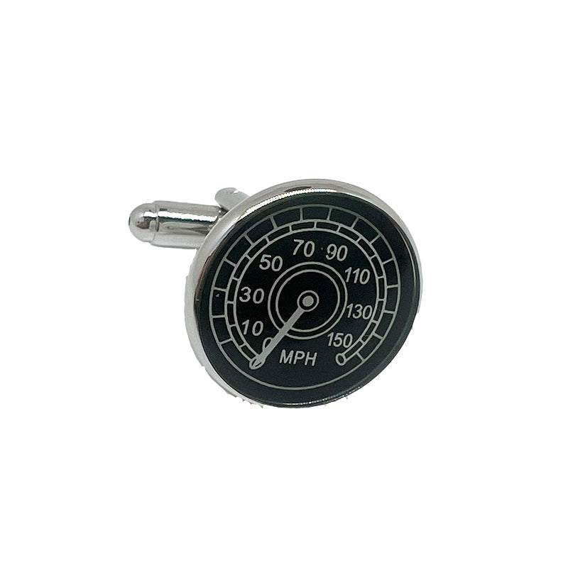 Silver/Black Speedometer Circular Cuff Links