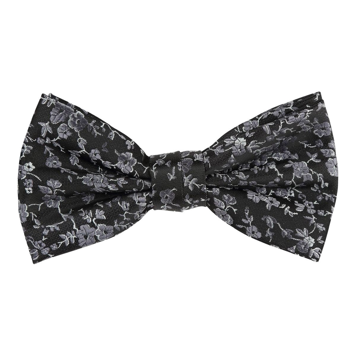 Black/Grey Luxury Floral Weave Bow Tie