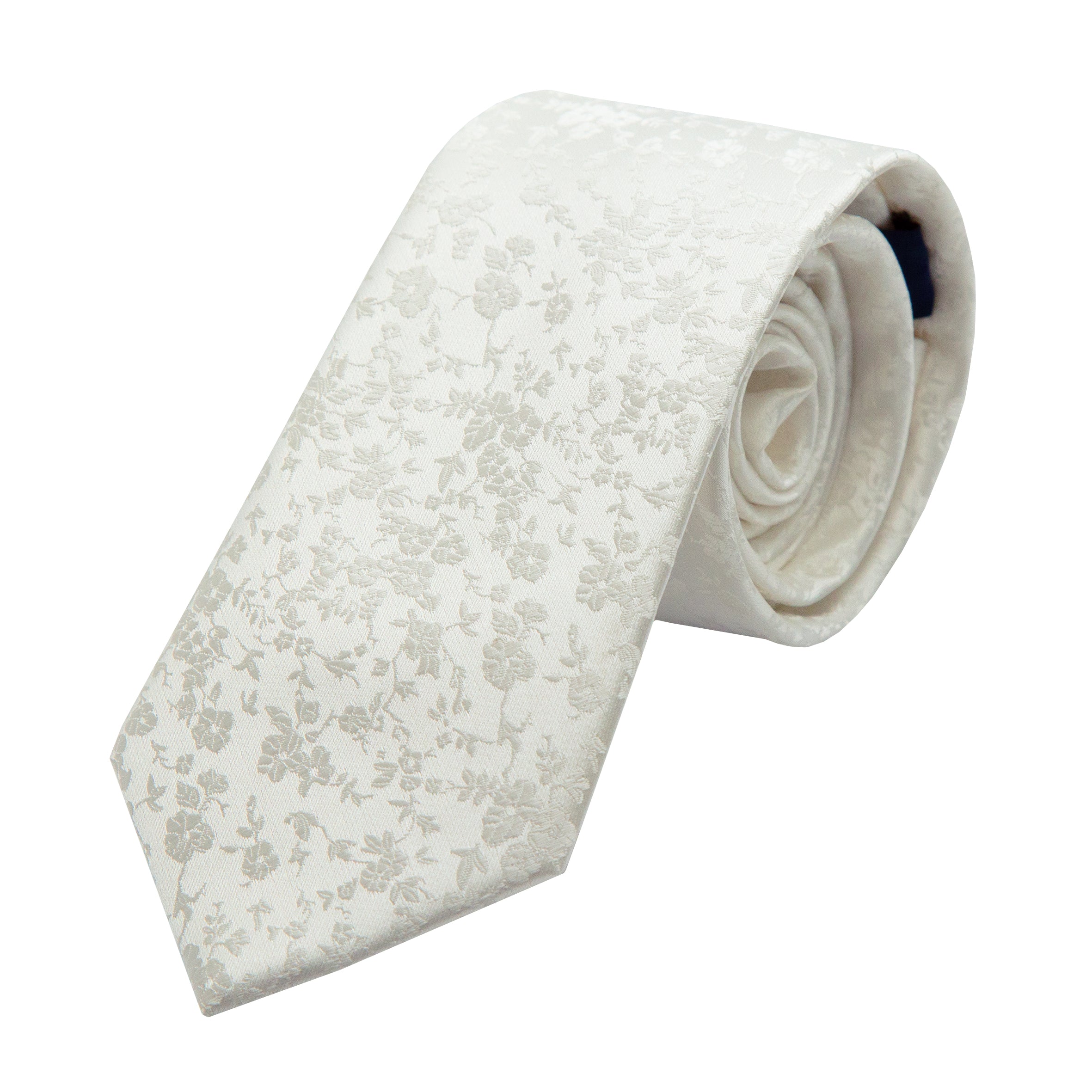 Off White Luxury Floral Weave Neck Tie