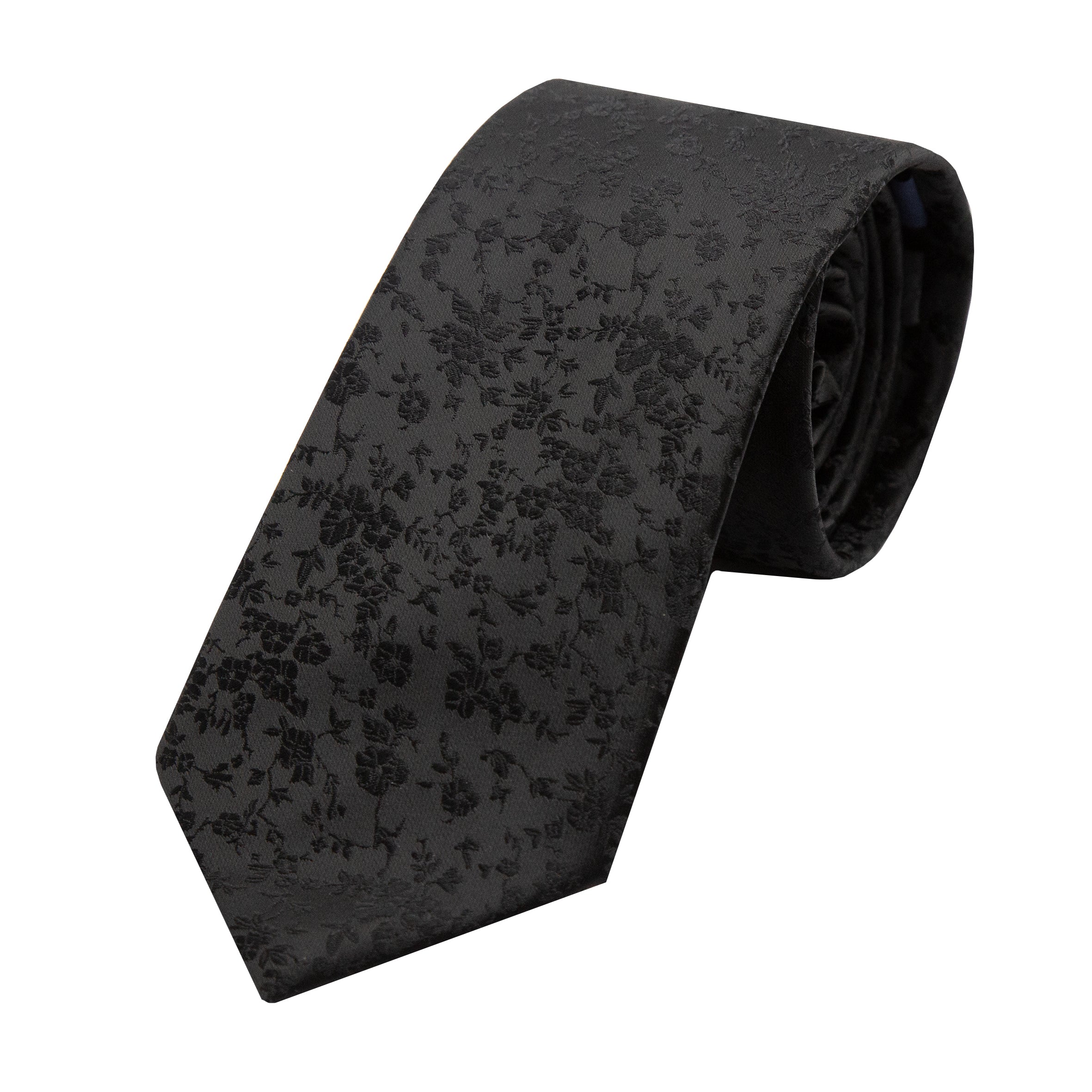 Black Luxury Floral Weave Neck Tie