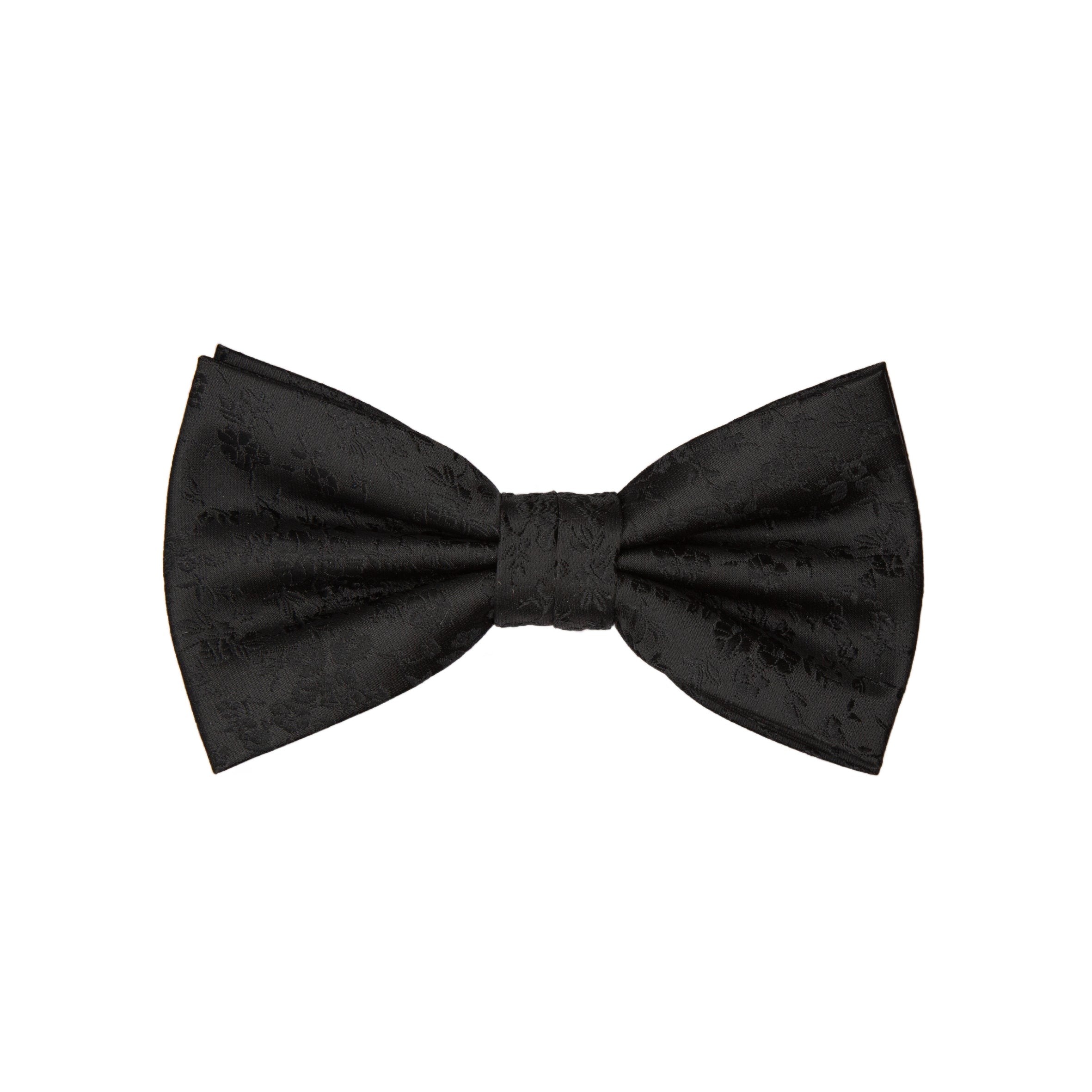 Black Luxury Floral Weave Bow Tie