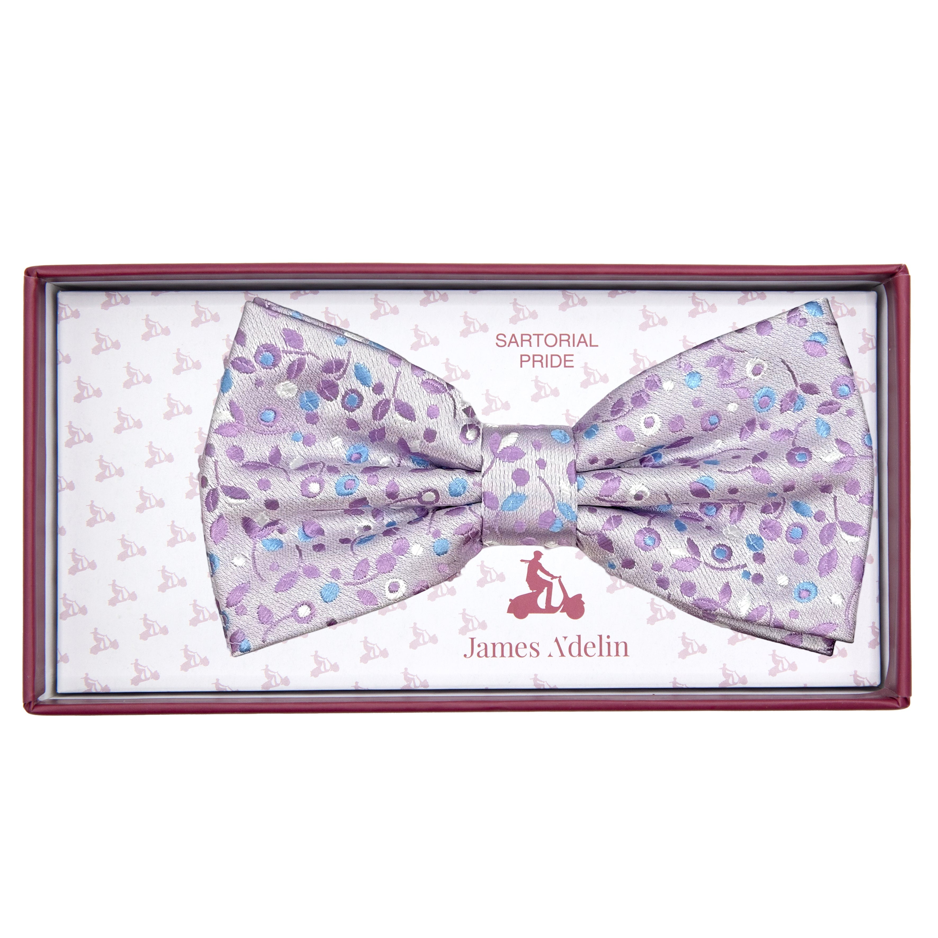 Lilac Luxury Mini Floral Weave Bow Tie