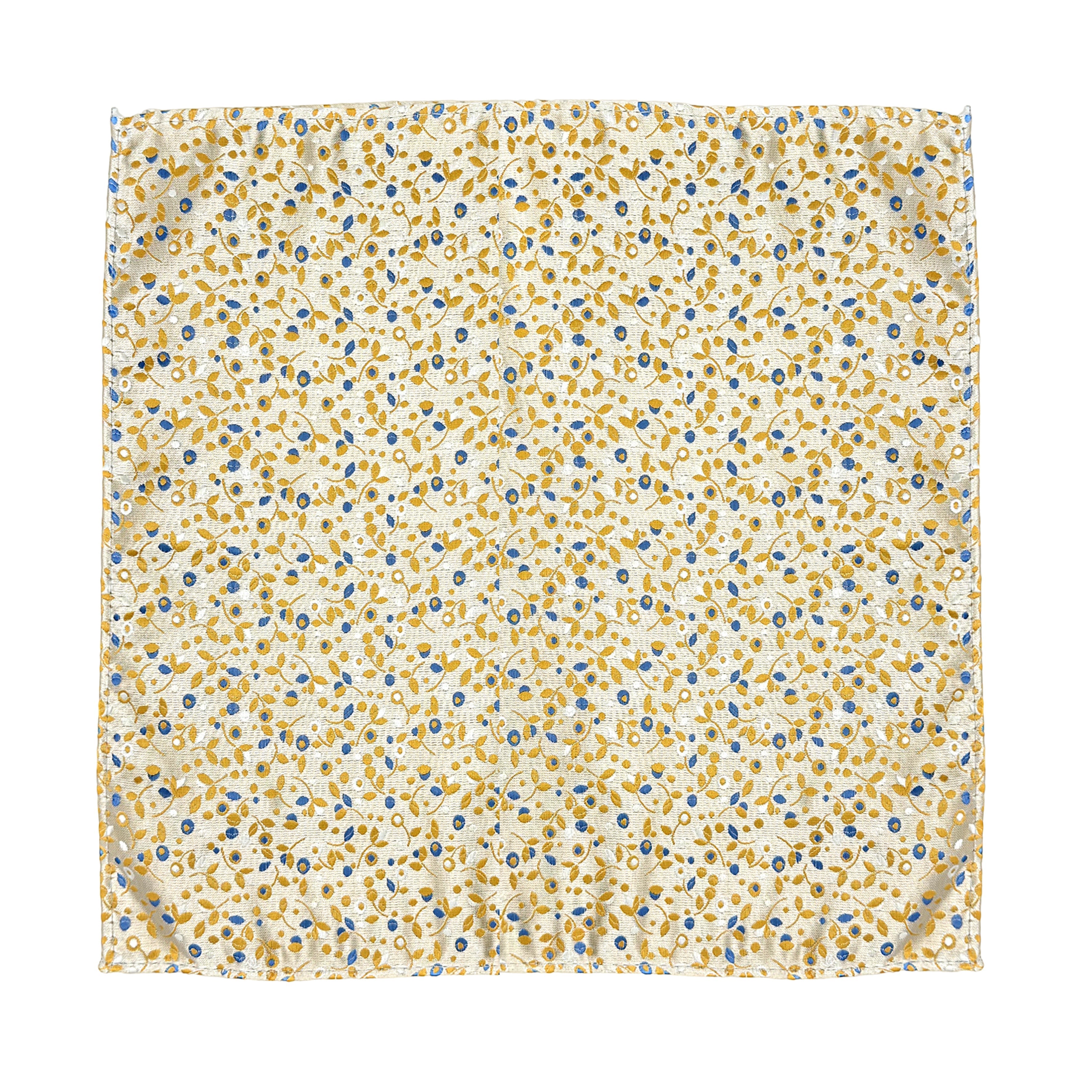 Soft Yellow Luxury Mini Floral Weave Pocket Square