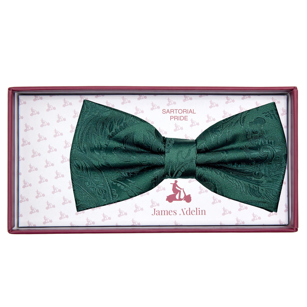 Dark Green Luxury Paisley Weave Bow Tie