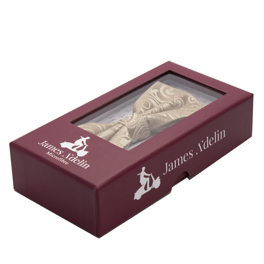 Taupe Luxury Paisley Weave Bow Tie