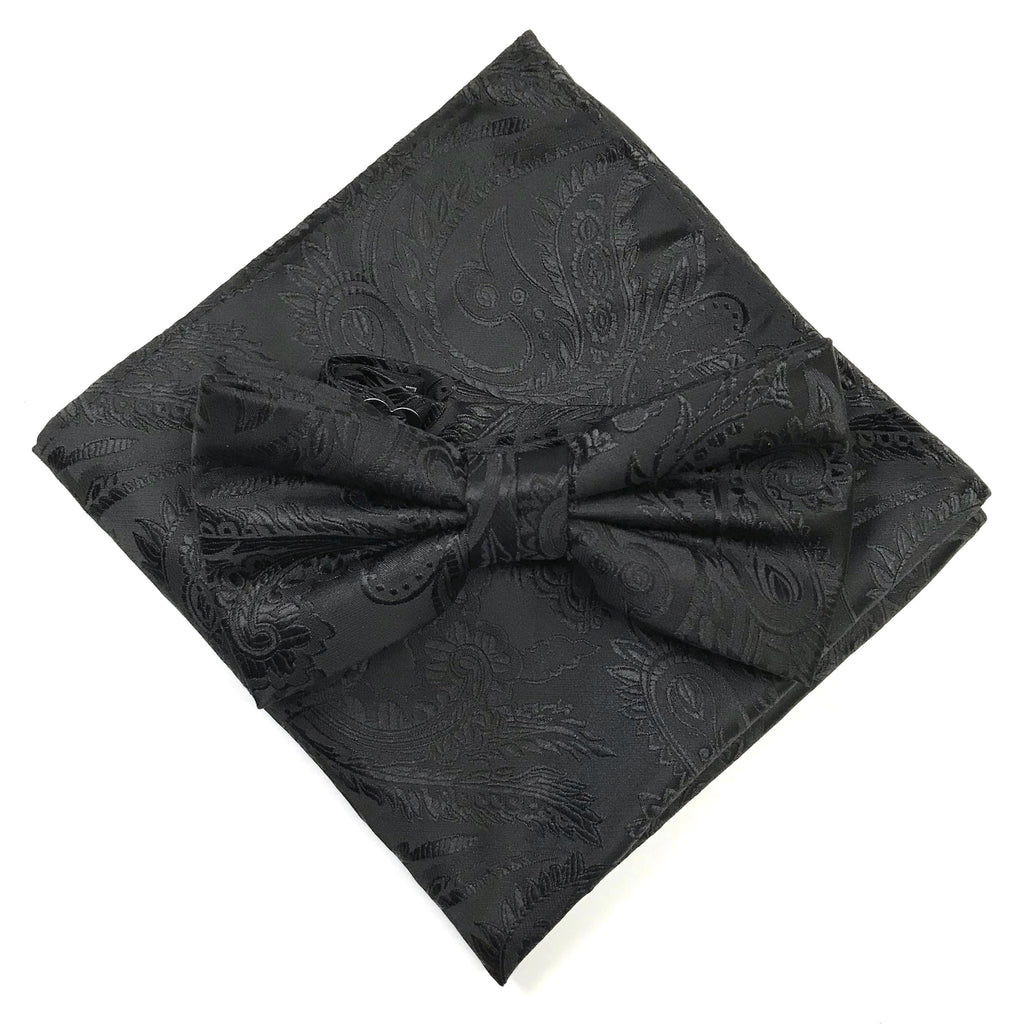 Black Luxury Paisley Weave Pocket Square