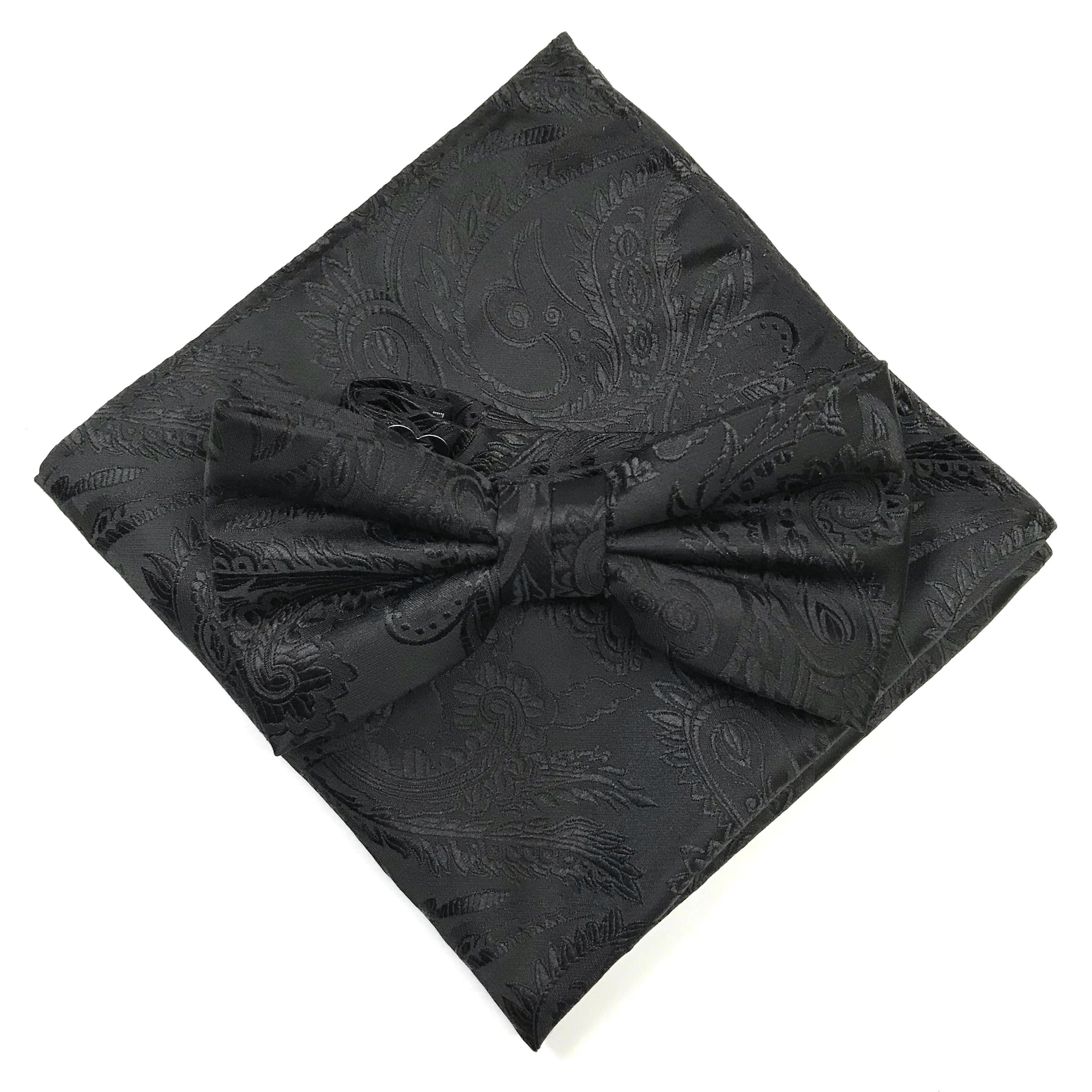 Black Luxury Paisley Weave Pocket Square
