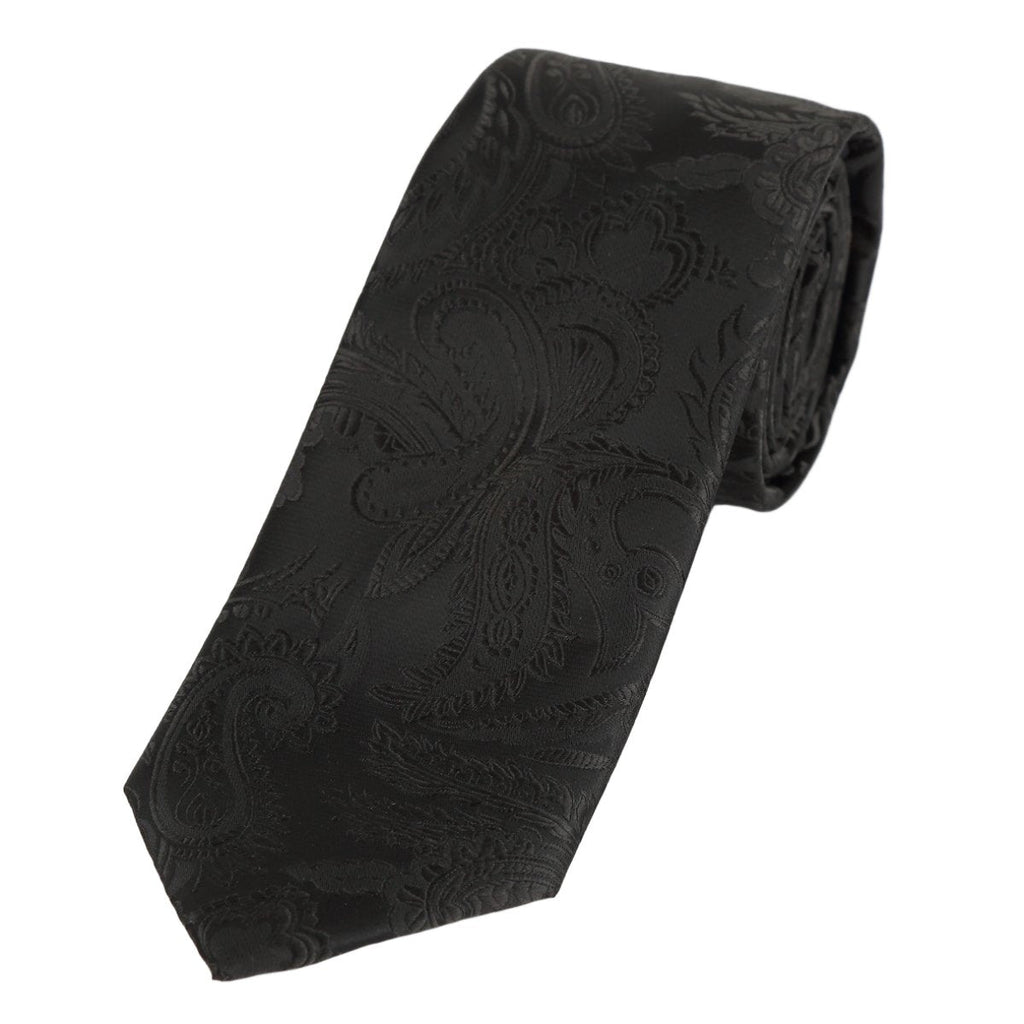 Black Luxury Paisley Weave Neck Tie
