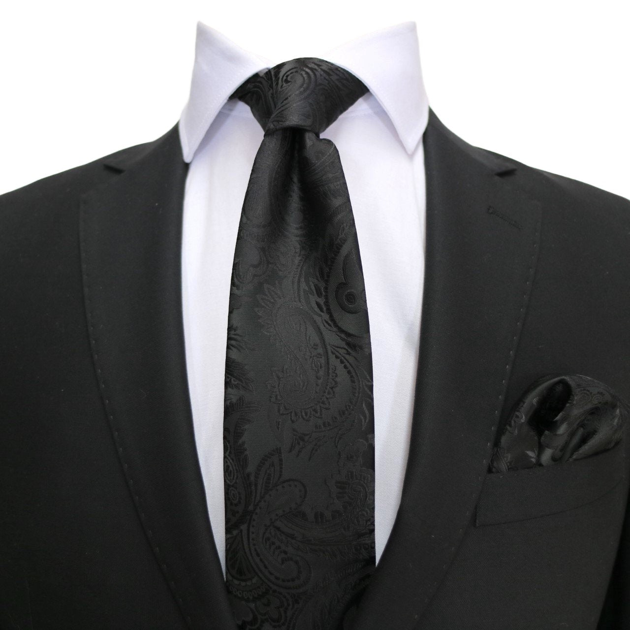 Black Luxury Paisley Weave Neck Tie