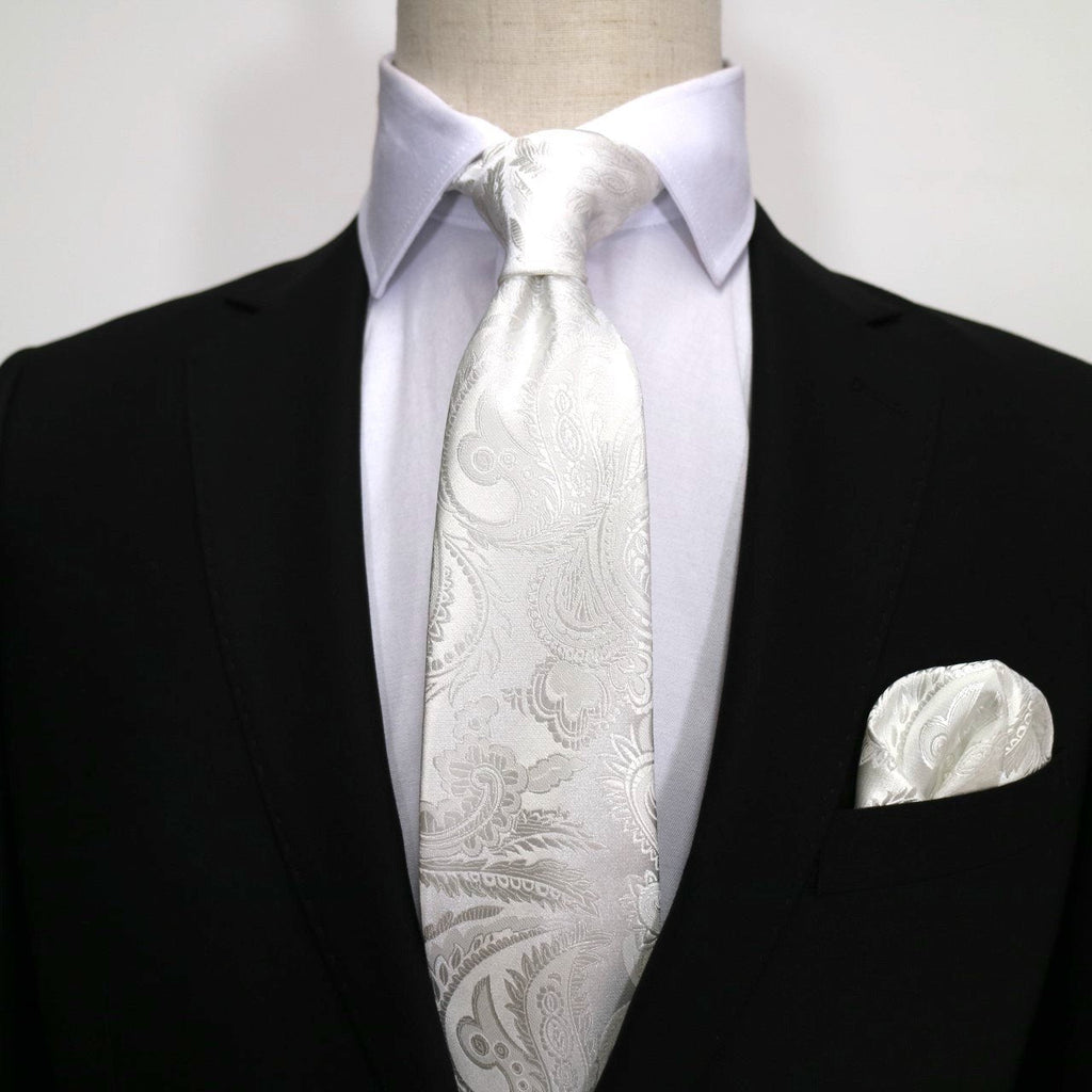 Off White Luxury Paisley Weave Pocket Square