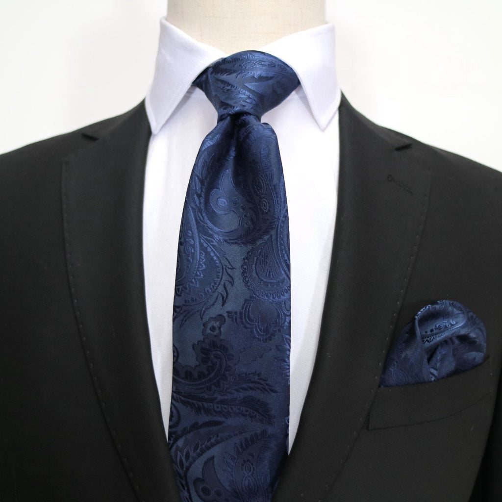 Navy Luxury Paisley Weave Pocket Square