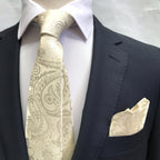 Ivory Luxury Paisley Weave Pocket Square