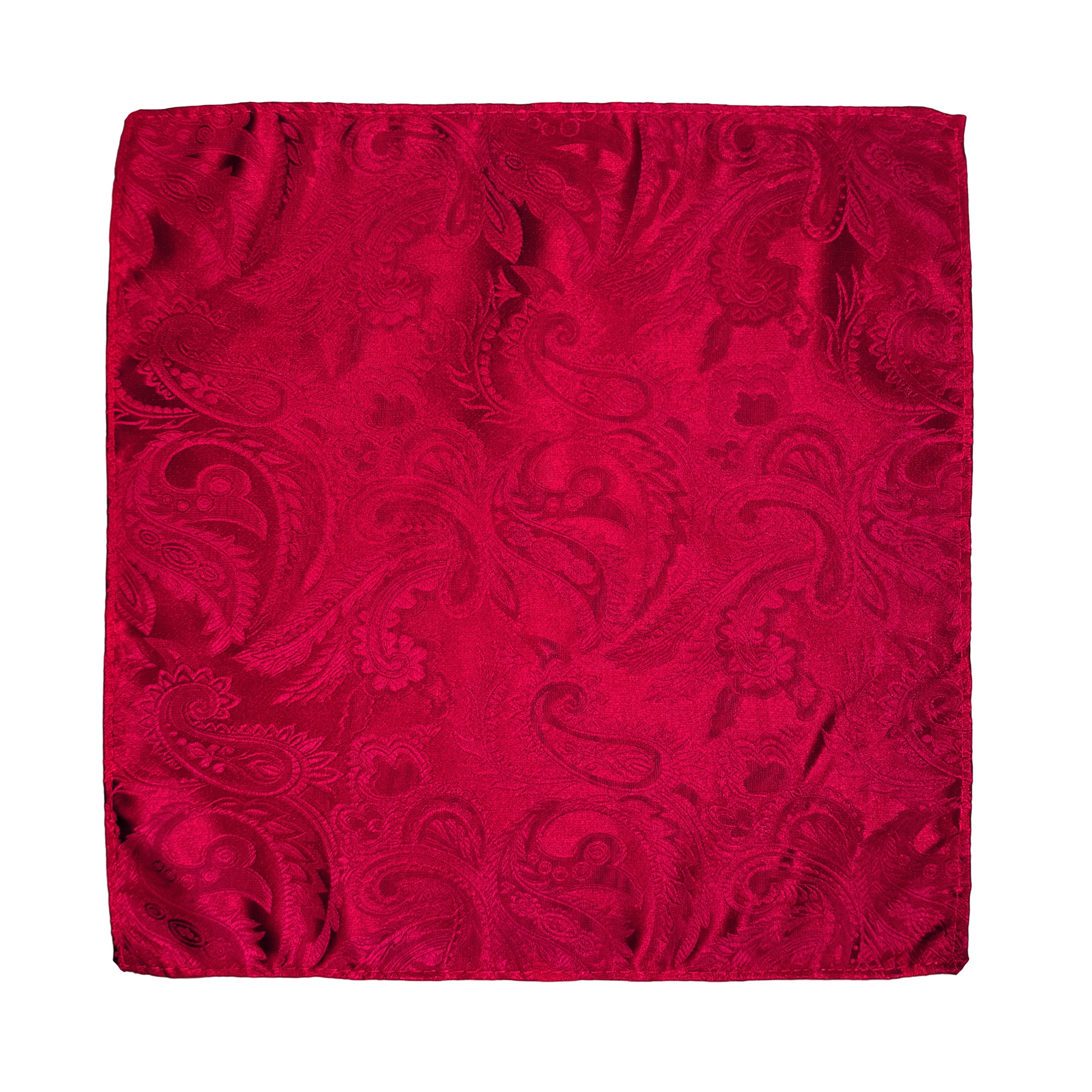Red Luxury Paisley Weave Pocket Square
