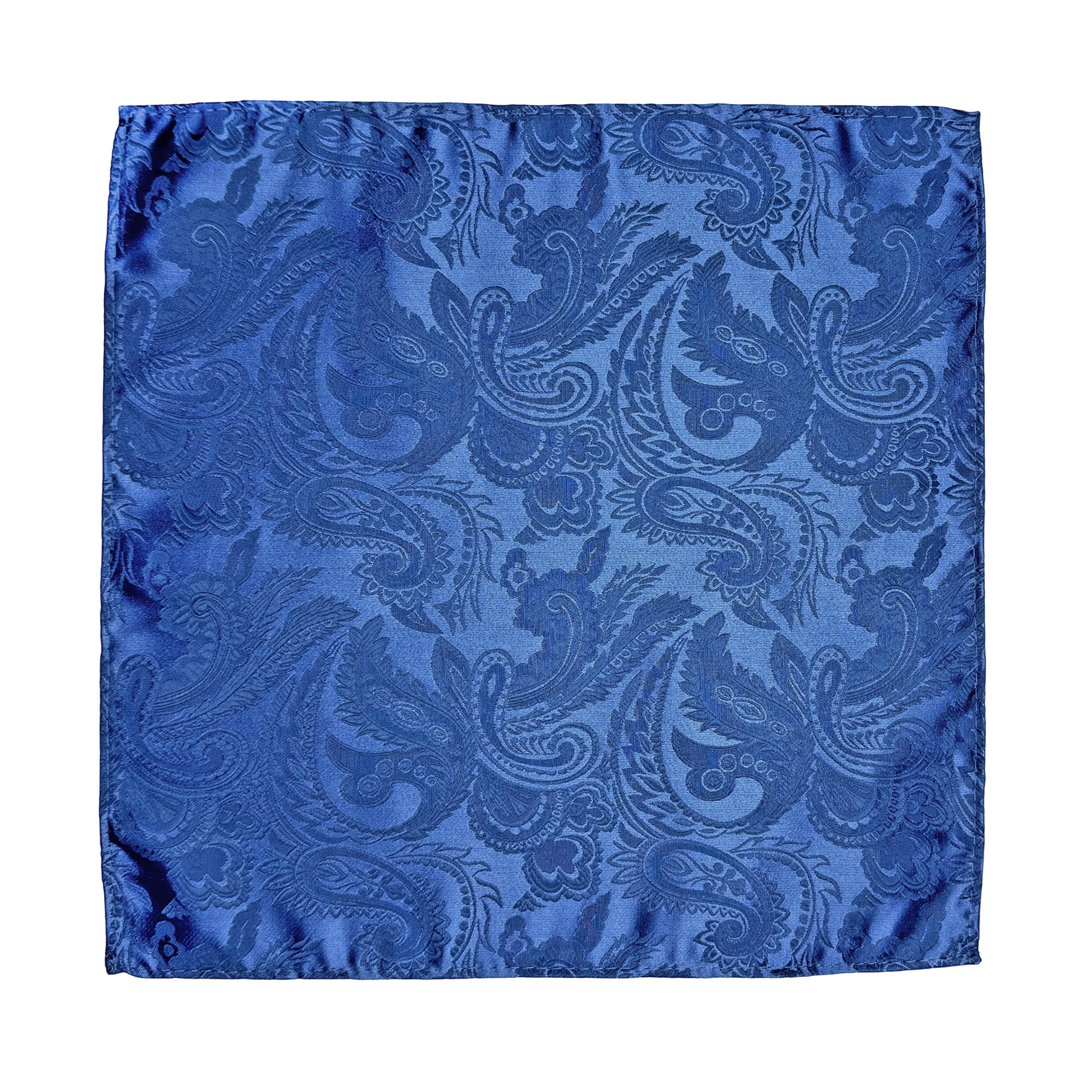 Cobalt Blue Luxury Paisley Weave Pocket Square