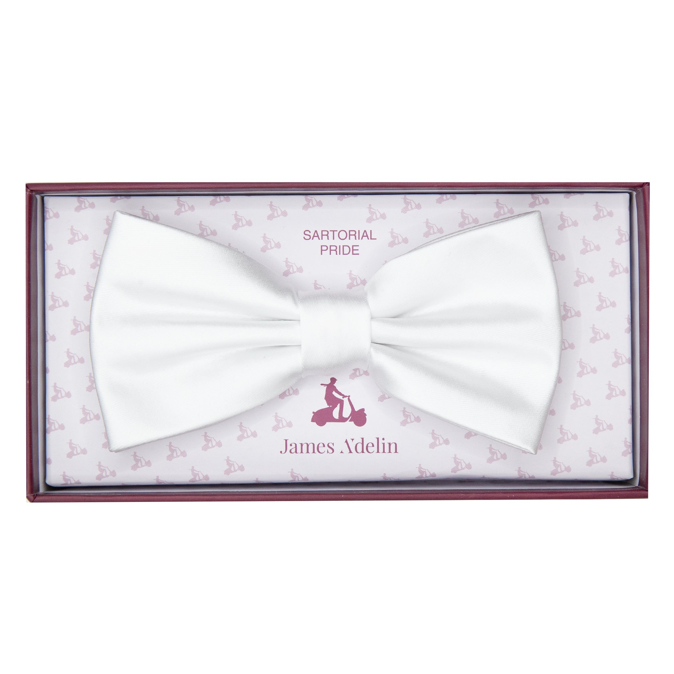 White Luxury Satin Weave Bow Tie