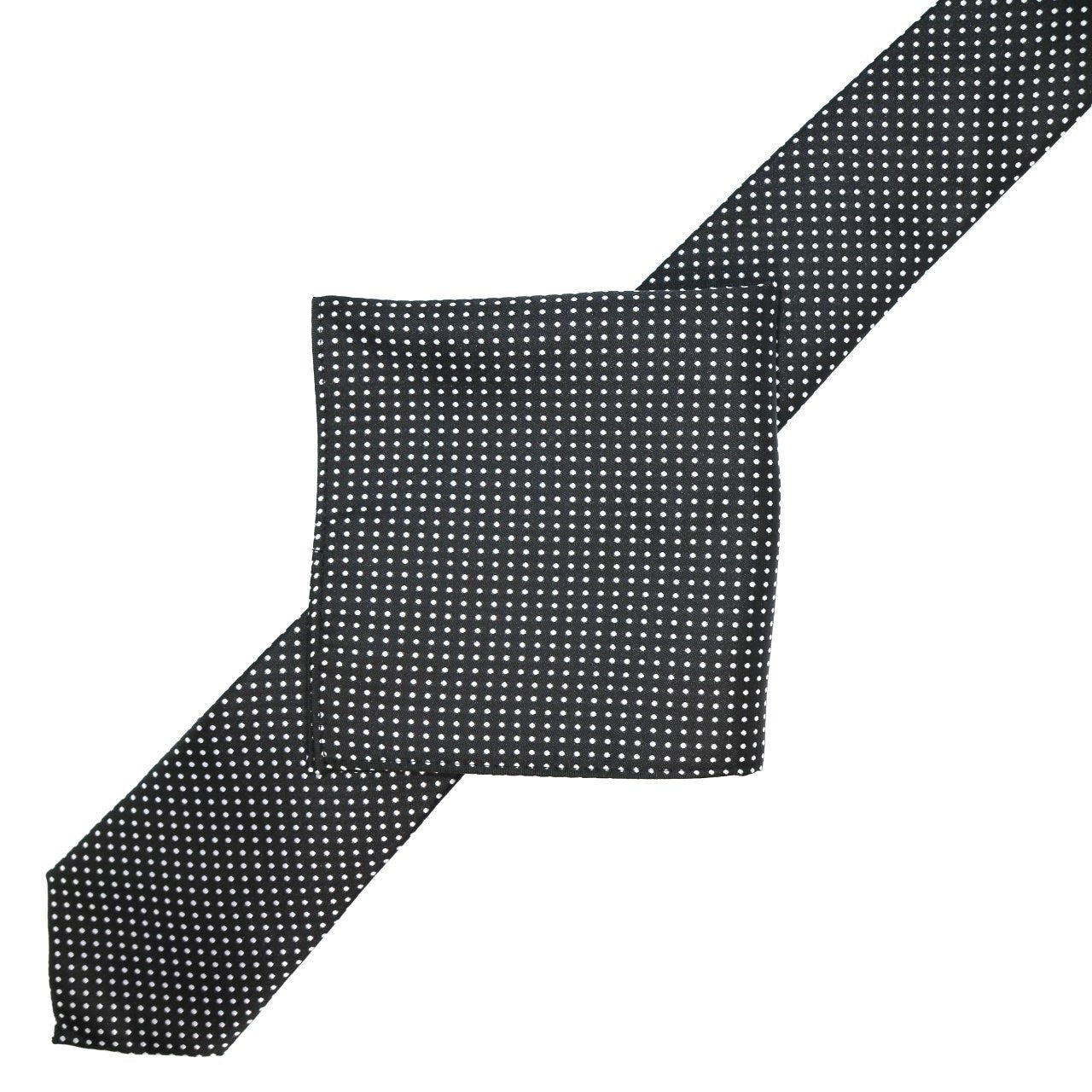Black/White Luxury Mini Spotted Weave Neck Tie