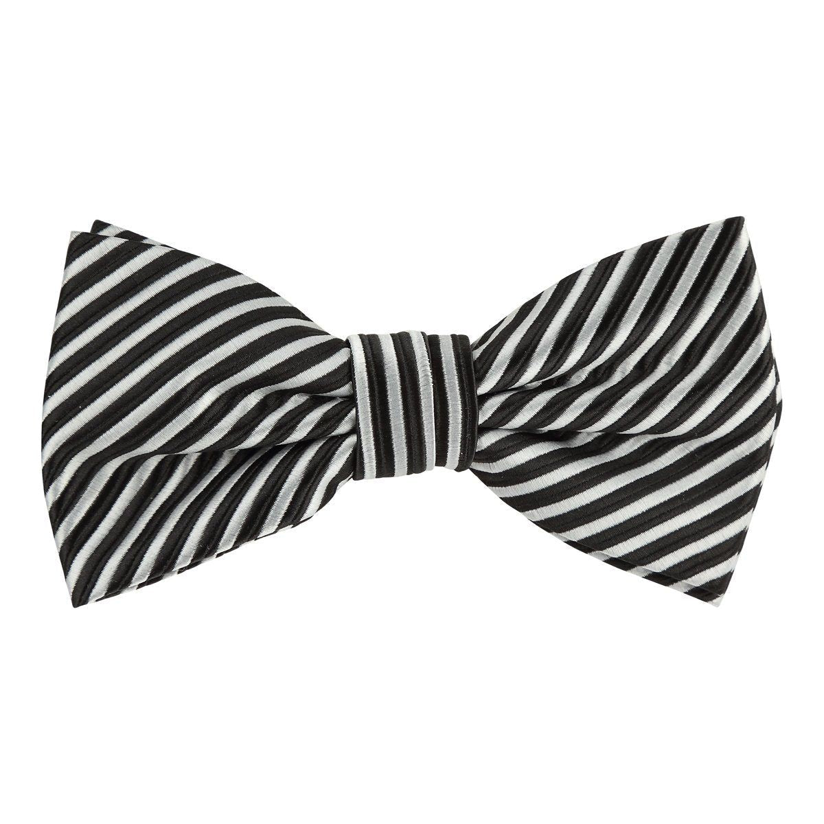 black and white pre tied bow tie 