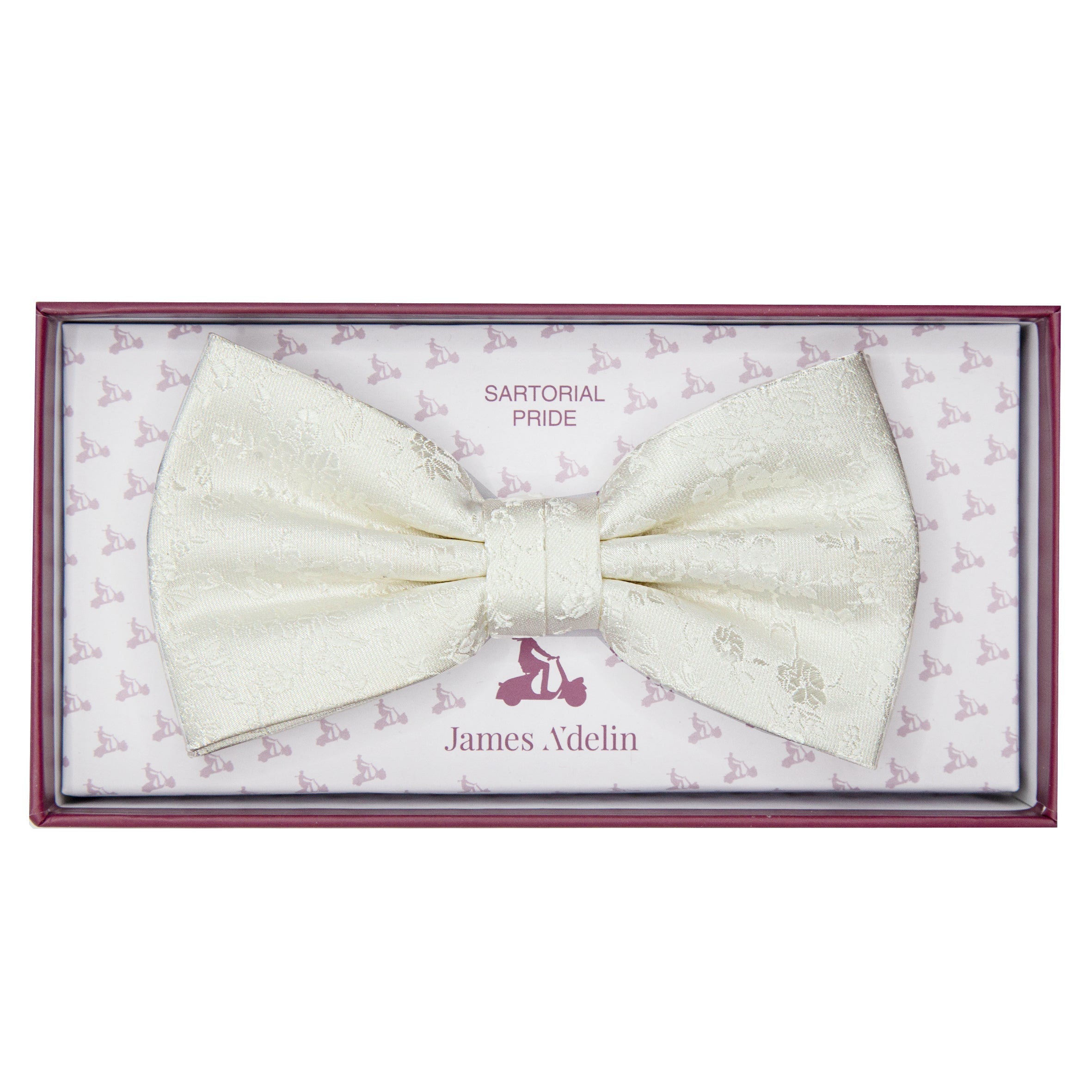 Off White Luxury Floral Weave Bow Tie