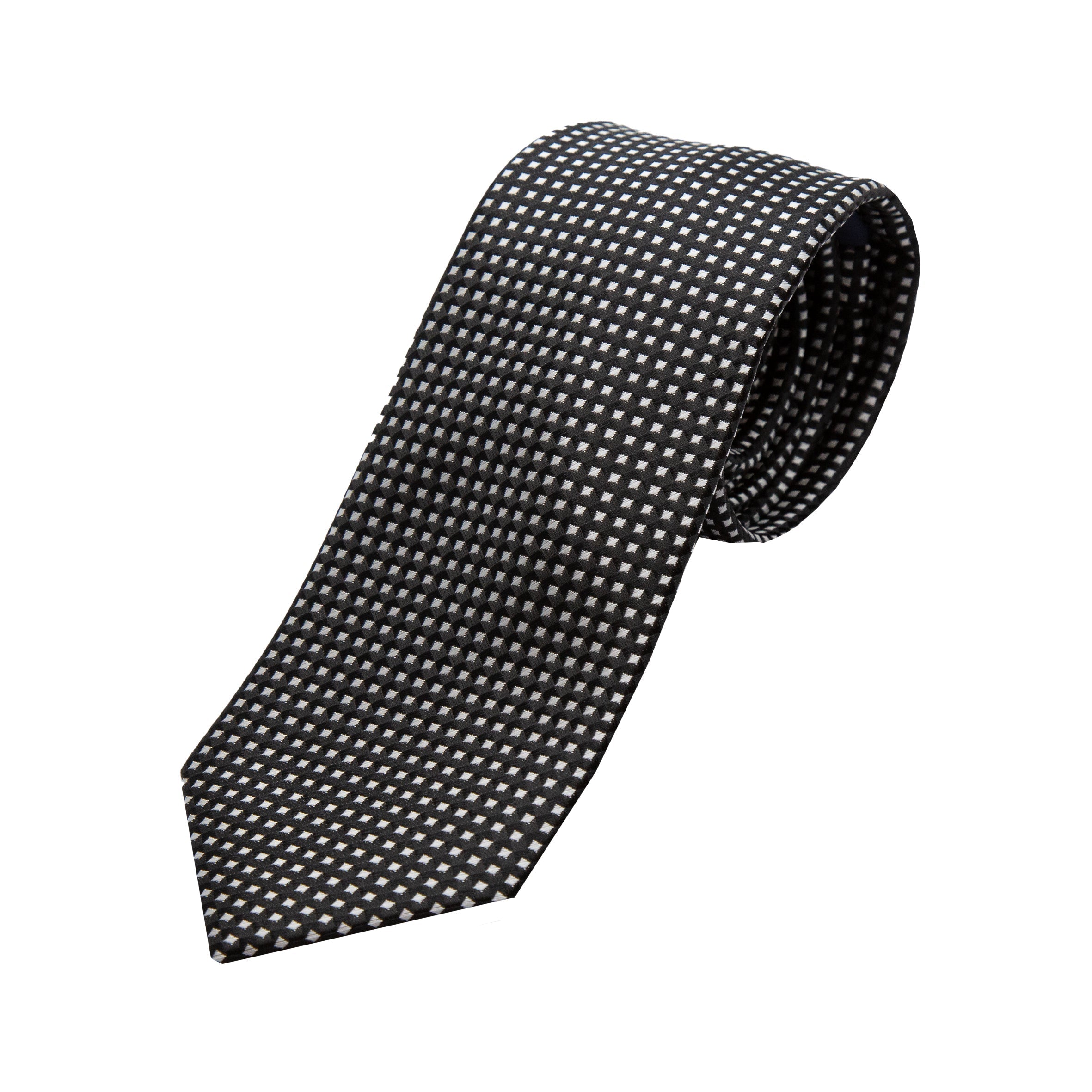 Black/White Luxury Gingham Textured Weave Neck Tie