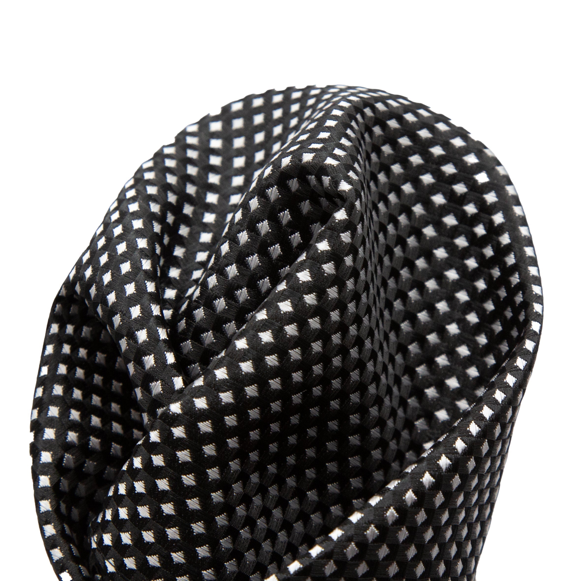 Black/White Luxury Gingham Textured Weave Pocket Square