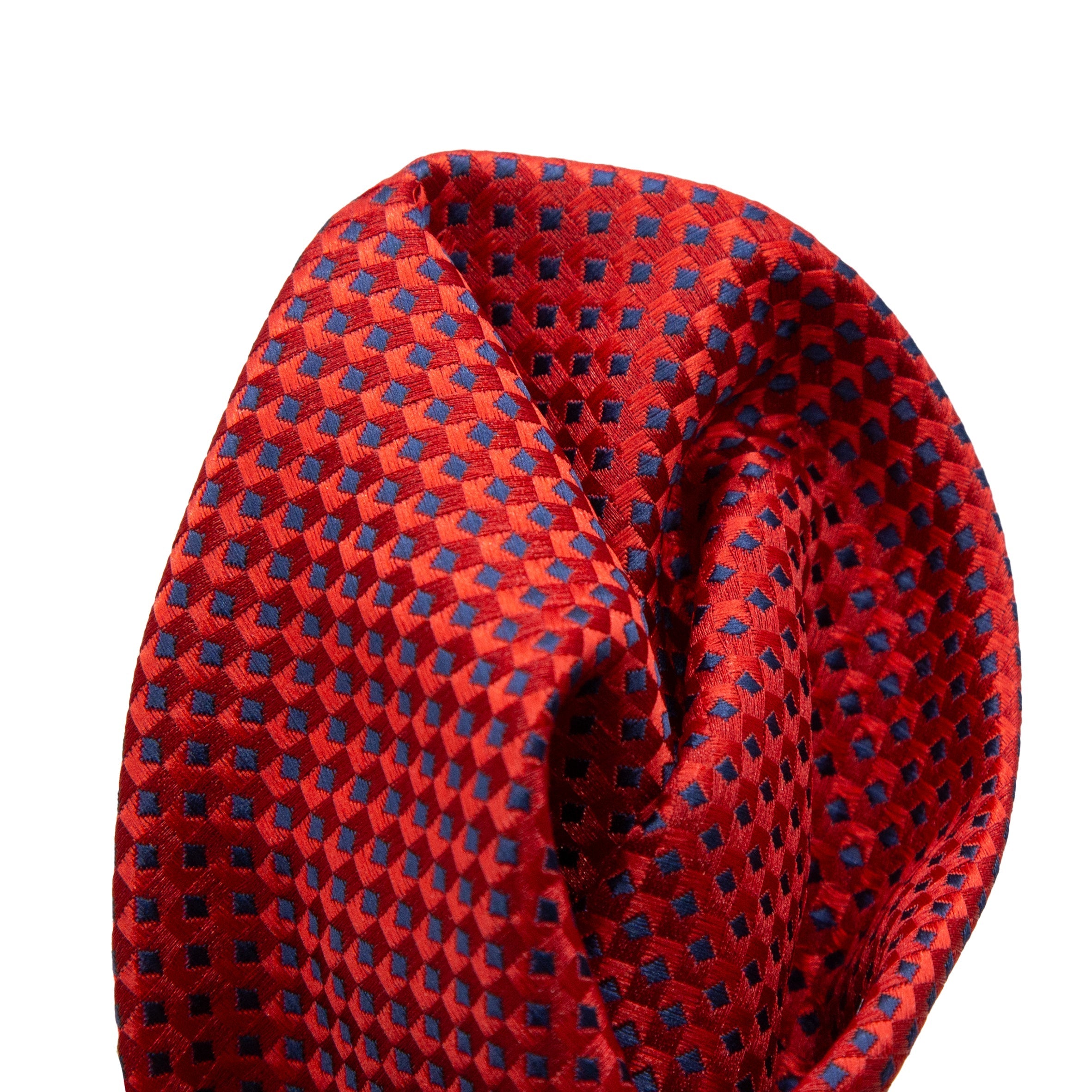 Red/Navy Luxury Gingham Textured Weave Pocket Square