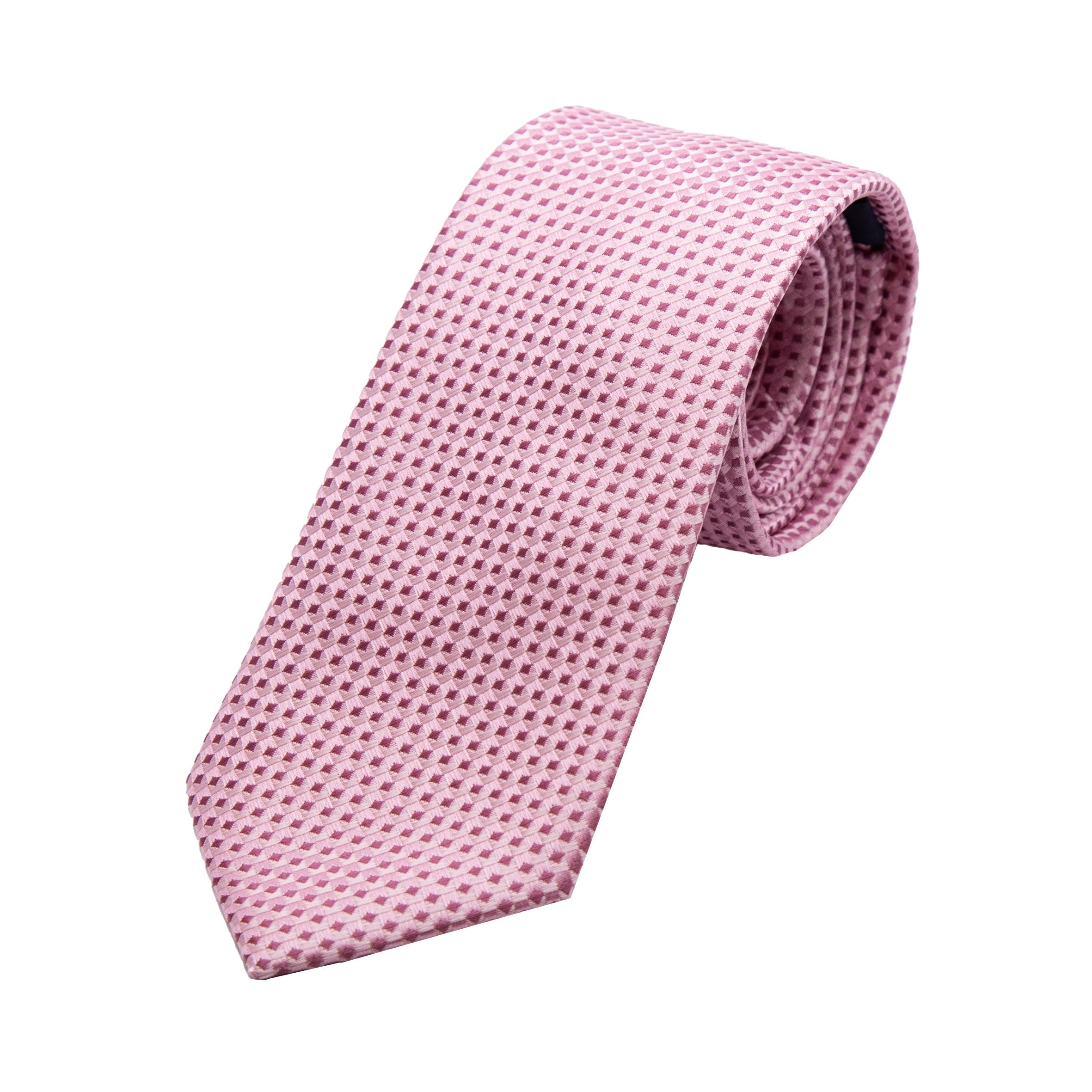 Pink/Magenta Luxury Gingham Textured Weave Neck Tie