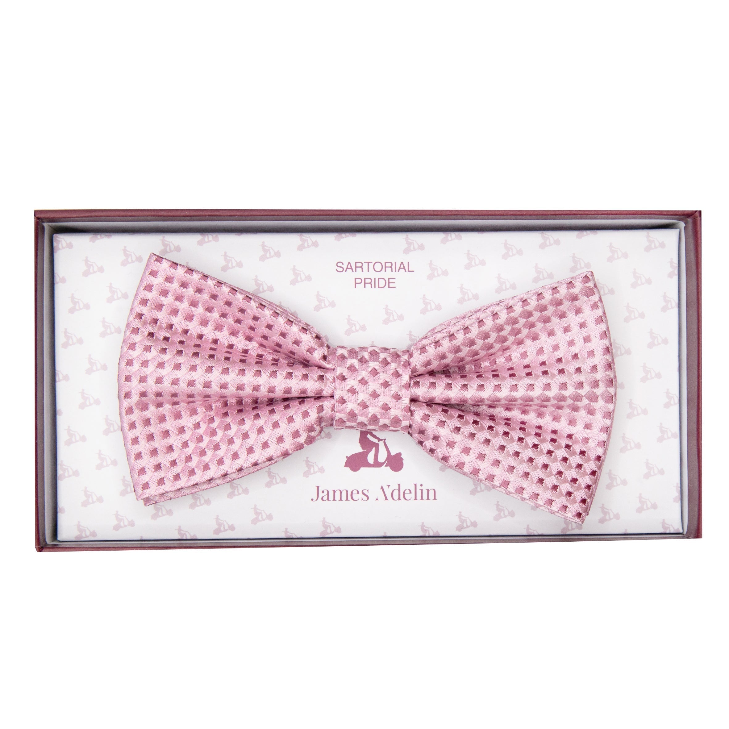 Pink/Magenta Luxury Gingham Textured Weave Pre Tied Bow Tie